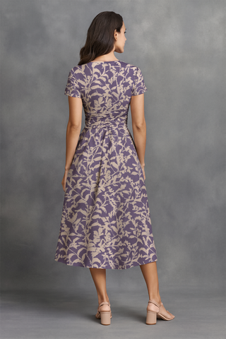 WHIMSICAL FLORALS WOMEN'S SHORT SLEEVE V NECK MIDI DRESS MULTI