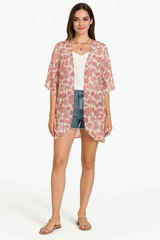 ZEBRAS & GIRAFFES KIMONO CHIFFON COVER UP MULTI