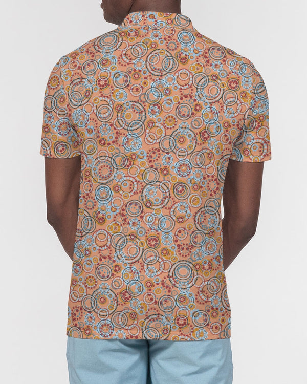 ABSTRACT CIRCLE MEN'S SLIM FIT SHORT SLEEVE POLO CREAMSICLE ORANGE