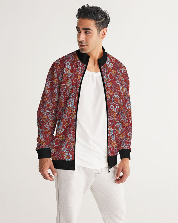 ABSTRACT CIRCLE PATTERN MENS TRACK JACKET CARMINE RED