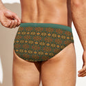COLOURFUL DRAGONS MEN'S DRAWSTRING SWIM BRIEFS VINTAGE FERN