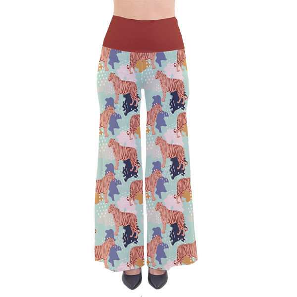 ABSTRACT TIGER PATTERN SO VINTAGE PALAZZO PANTS RUSTIC CHERRY