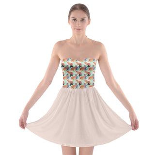 ABSTRACT TIGER PATTERN STRAPLESS BRA TOP DRESS SEASHELL PINK