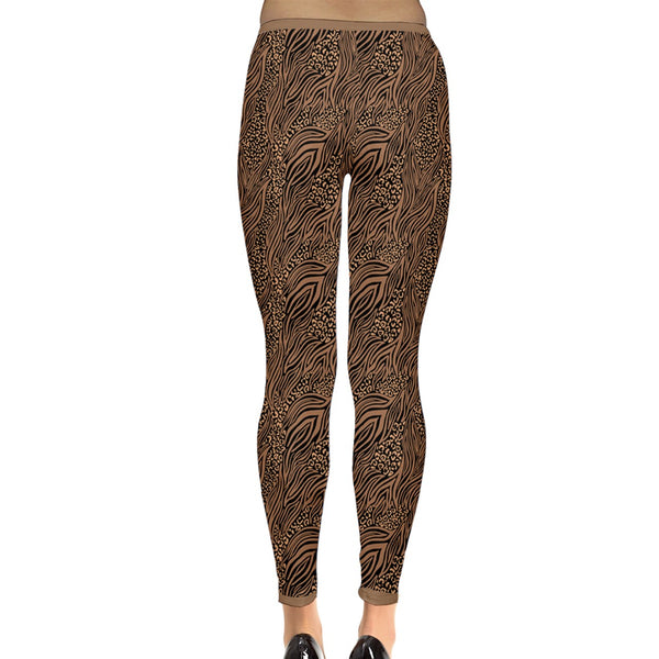 ABSTRACT ANIMAL PRINT INSIDE OUT LEGGINGS CARAMEL