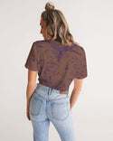 PALM TREES AND LIONS WOMEN TWIST FRONT CROPPED TEE COPPER