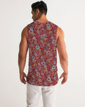 ABSTRACT CIRCLE PATTERN MENS SPORTS TANK CARMINE RED