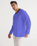 SOLID COLOUR MENS LONG SLEEVE SPORTS JERSEY ELECTRIC INDIGO