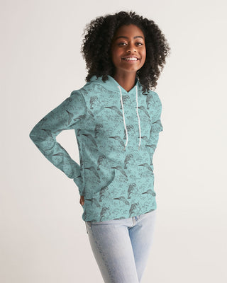 FOREST BIRDS WOMEN'S HOODIE LIGHT TURQUOISE