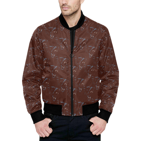 SNARING BEAR QUILTED BOMBER JACKET DEEP CLARET