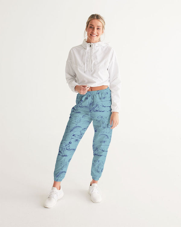 PALM TREES AND LIONS WOMEN TRACK PANTS CORAL BLUE