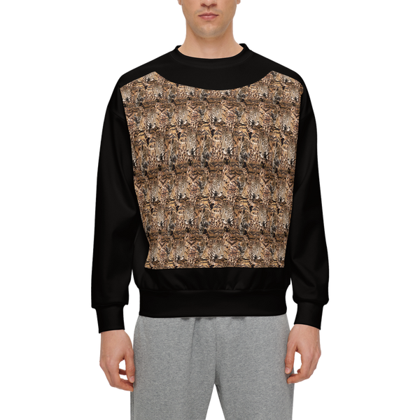 big cat animal print bk Men’s Relaxed Fit Sweatshirt with Front Patch-Super Heavy 375g