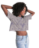 PALM TREES AND LIONS WOMEN LOUNGE CROPPED TEE LIGHT SILVER