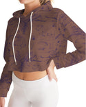 PALM TREES AND LIONS WOMEN CROPPED HOODIE COPPER