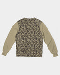 CAMO BROWNS PATTERN MEN'S CLASSIC FRENCH TERRY CREWNECK PULLOVER DESERT CAMEL