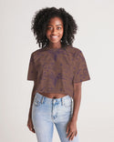PALM TREES AND LIONS WOMEN LOUNGE CROPPED TEE COPPER