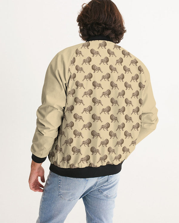 VINTAGE SAFARI LIONS MENS BOMBER JACKET BUTTERCREAM