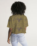 PALM TREES AND LIONS WOMEN LOUNGE CROPPED T-SHIRT LIGHT OLIVE