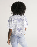 PALM TREES AND LIONS WOMEN LOUNGE CROPPED TEE WHITE