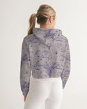 PALM TREES AND LIONS WOMEN CROPPED HOODIE LIGHT SILVER
