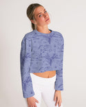 PALM TREES AND LIONS WOMEN CROPPED SWEATSHIRT LAVENDER MIST