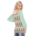 ABSTRACT TIGER PATTERN OFF SHOULDER BLOUSE LIGHT PISTACHIO GREEN