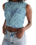 PALM TREES AND LIONS WOMEN TWIST FRONT TANK CORAL BLUE