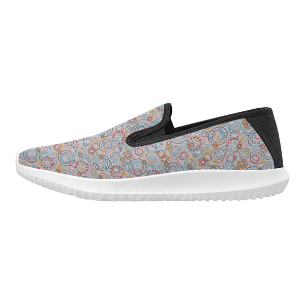ABSTRACT CIRCLE PATTERN MENS CANVAS SLIP ON SNEAKERS THUNDER GREY