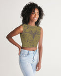 PALM TREES AND LIONS WOMEN TWIST-FRONT TANK LIGHT OLIVE