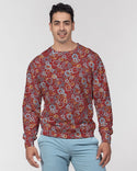 ABSTRACT CIRCLES MEN'S CLASSIC FRENCH TERRY CREWNECK PULLOVER CARMINE RED