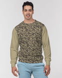 CAMO BROWNS PATTERN MEN'S CLASSIC FRENCH TERRY CREWNECK PULLOVER DESERT CAMEL