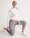 PALM TREES AND LIONS WOMEN TRACK PANTS LIGHT SILVER