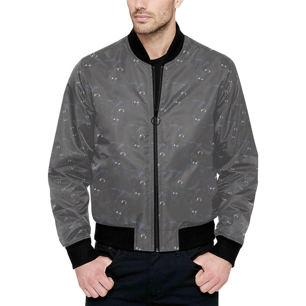 SNARING BEAR QUILTED BOMBER JACKET DARK CHARCOAL
