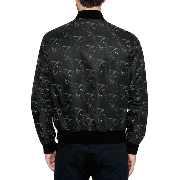 SNARING BEAR QUILTED BOMBER JACKET BLACK