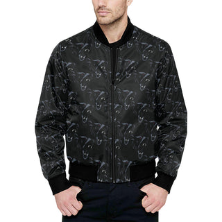SNARING BEAR QUILTED BOMBER JACKET BLACK