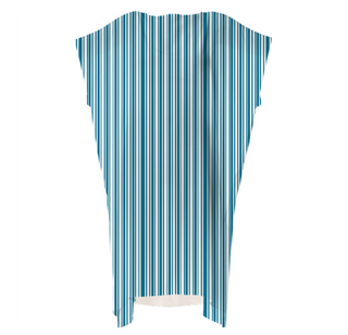 LIMITED EDITION DECORATIVE STRIPES SQUARE SILK DRESS ICED TEAL