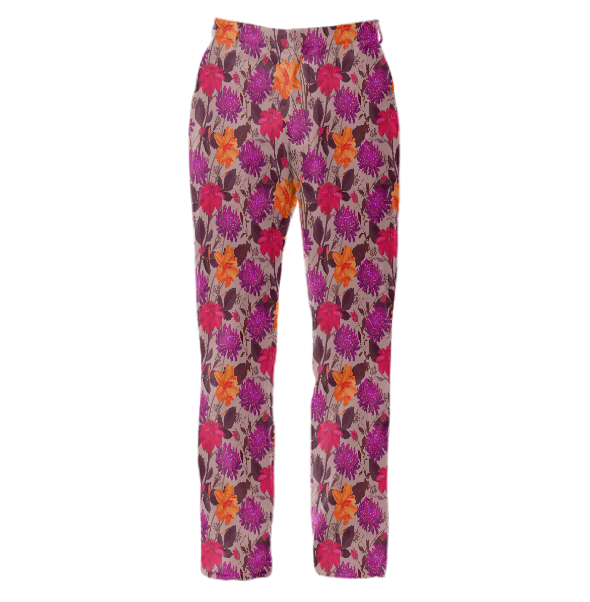 LIMITED EDITION BRIGHT FLOWERS WOMEN SUIT TROUSERS MULTI