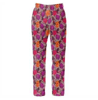 LIMITED EDITION BRIGHT FLOWERS WOMEN SUIT TROUSERS MULTI