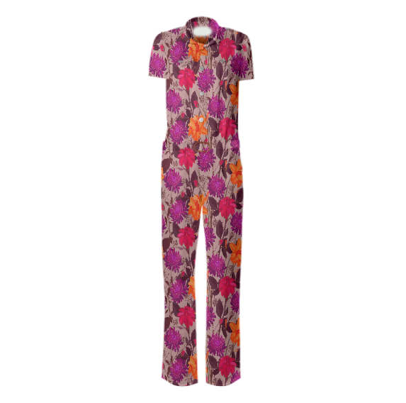 LIMITED EDITION BRIGHT FLOWERS WOMEN BELTED JUMPSUIT MULTI