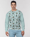 MUSTANG HORSE MENS CLASSIC FRENCH TERRY CREWNECK PULLOVER SEASHELL BLUE