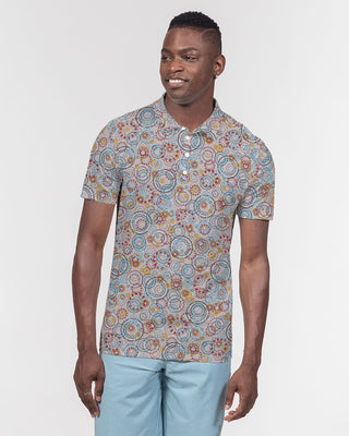 ABSTRACT CIRCLE MEN'S SLIM FIT SHORT SLEEVE POLO SHIRT THUNDER GREY