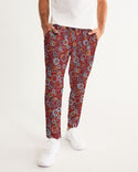 ABSTRACT CIRCLE PATTERN MENS JOGGERS CARMINE RED