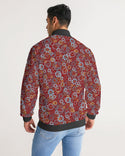 ABSTRACT CIRCLE PATTERN MENS STRIPE SLEEVE TRACK JACKET CARMINE RED