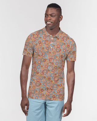 ABSTRACT CIRCLE MEN'S SLIM FIT SHORT SLEEVE POLO CREAMSICLE ORANGE