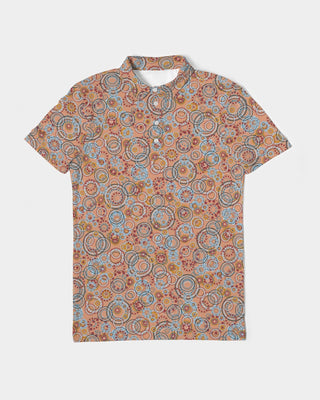 ABSTRACT CIRCLE MEN'S SLIM FIT SHORT SLEEVE POLO CREAMSICLE ORANGE