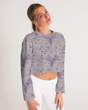 PALM TREES AND LIONS WOMEN CROPPED SWEATSHIRT LIGHT SILVER