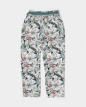 BIRDS & FLORAL WOMEN'S BELTED  TAPERED  PANTS DEEP TEAL