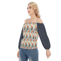 ABSTRACT TIGER PATTERN OFF SHOULDER BLOUSE MIDNIGHT GREY