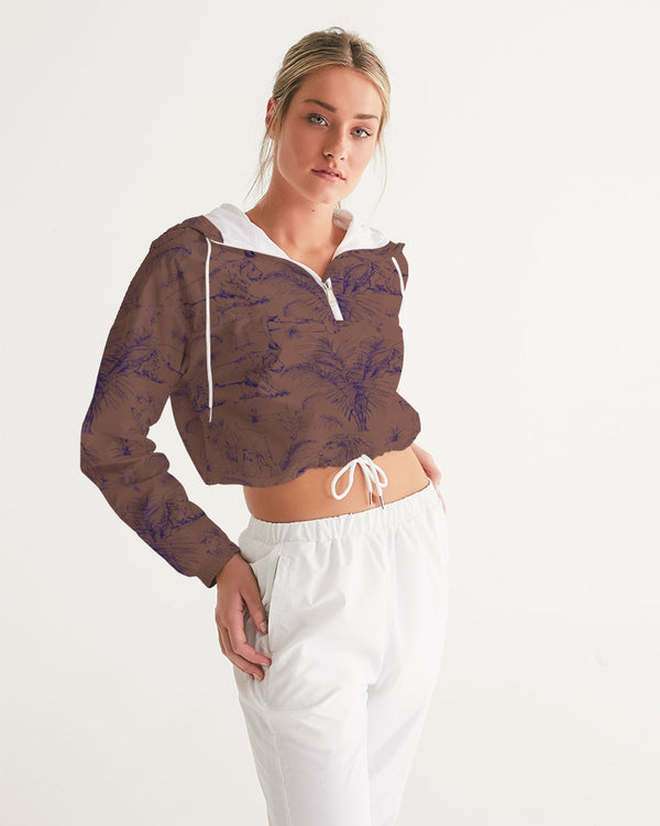 PALM TREES AND LIONS WOMEN CROPPED WINDBREAKER COPPER