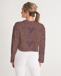 PALM TREES AND LIONS WOMEN CROPPED SWEATSHIRT COPPER