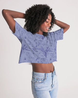 PALM TREES AND LIONS WOMEN LOUNGE CROPPED TEE LAVENDER MIST